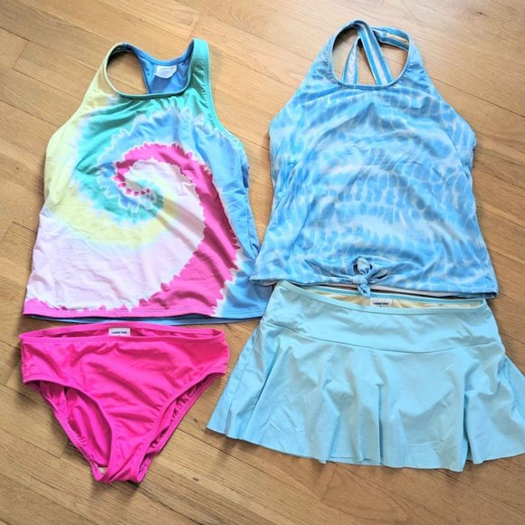 Land's End Pink Swirl Tie Dye Swimsuit - Girls Size 14 - Picture 3 of 4